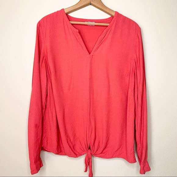 J. Jill Tops - J Jill Tie Front Coral Long Sleeve Top